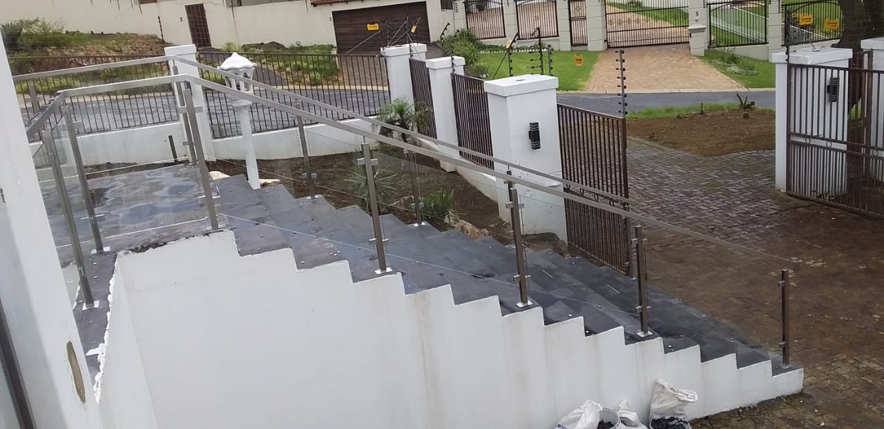 Square tube stainless steel with Glass Balustrade Project
